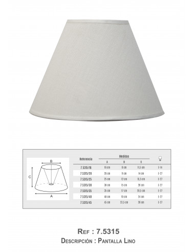 Pantalla Lino 20 cms E-27