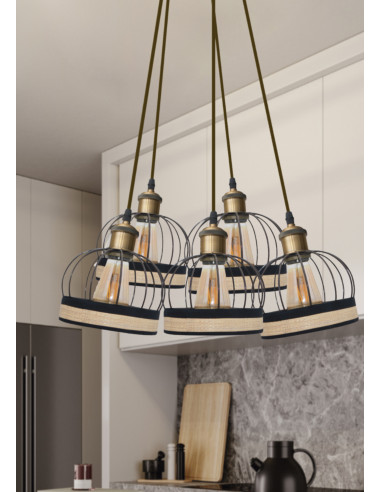 Colgante Victoria racimos 5 luces