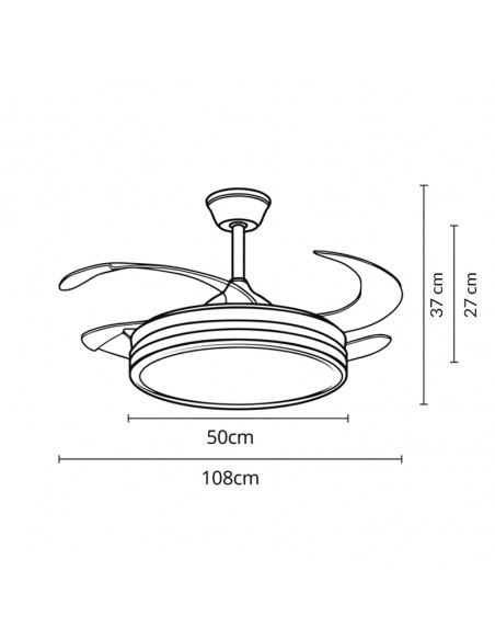 Ventilador retráctil Vera blanco Madera Oscura