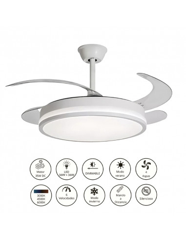 Ventilador retráctil Vera blanco
