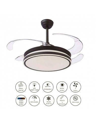 Ventilador retráctil Vera Negro