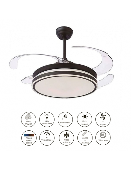 Ventilador retráctil Vera Negro