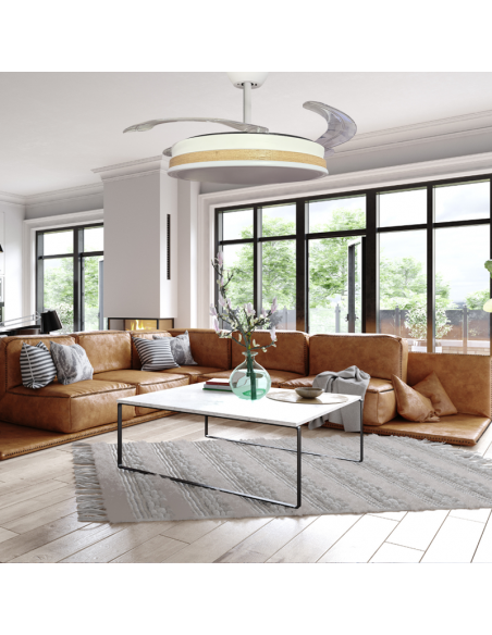 Ventilador retráctil Vera blanco Madera natural