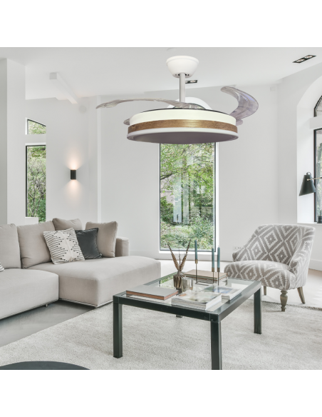 Ventilador retráctil Vera blanco Madera Oscura