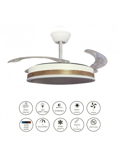 Ventilador retráctil Vera blanco...