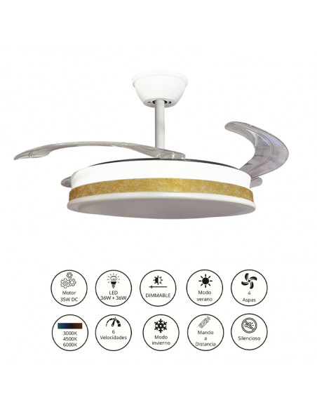 Ventilador retráctil Vera Thelma Oro