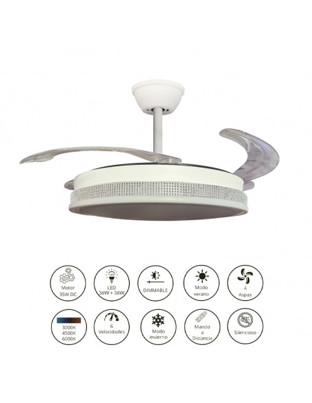 Ventilador retráctil Vera blanco Diamante Blanco