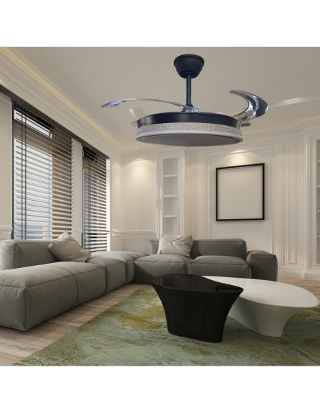 Ventilador retráctil Vera Negro Diamante Blanco