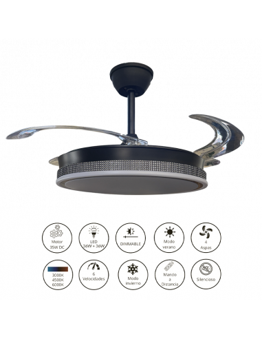 Ventilador retráctil Vera Negro...