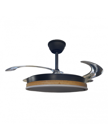 Ventilador retráctil Vera Negro Madera Natural
