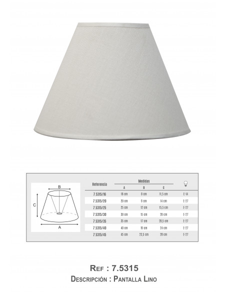 Pantalla Lino 16 cms E-14